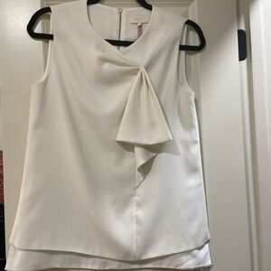 Cream Sleeveless Blouse with Draped Detail